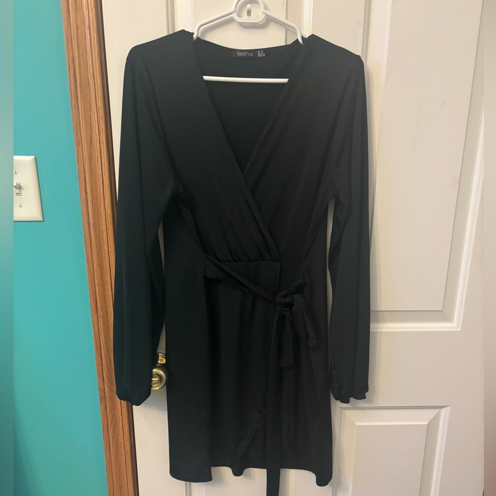Boohoo Elegant Black Long Sleeve Dress